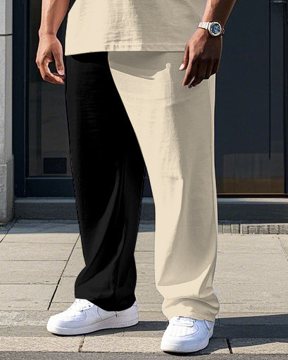 Big & Tall Colorblock Graphic T-Shirt Pants Set for big men view 3