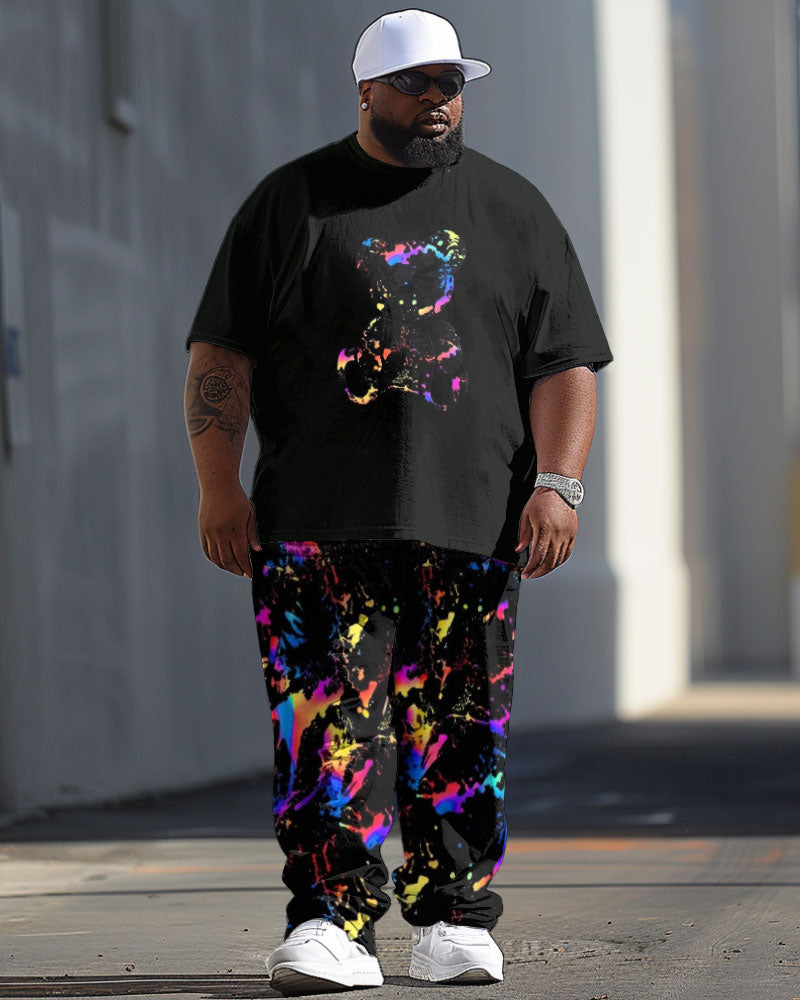 Big & Tall Graphic Splash Ink T-Shirt Pants Set for big men view 1