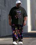Big & Tall Graphic Splash Ink T-Shirt Pants Set for big men view 1