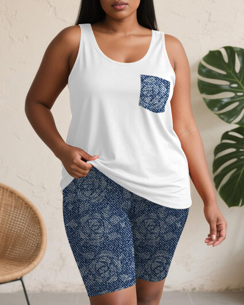 Big & Tall Denim Graphic Two-piece Set for big men view 1