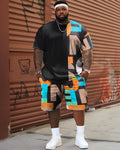 Big & Tall Graphic Graffiti T-Shirt Shorts Set for big men view 1