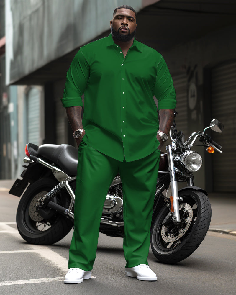 Big & Tall Solid Color Shirt Pants Set for big men view 7