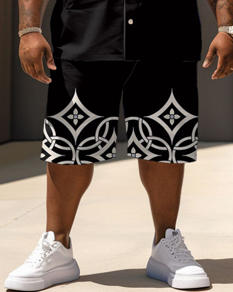 Big & Tall Black Geometric Graphic Jeans for big men view 3