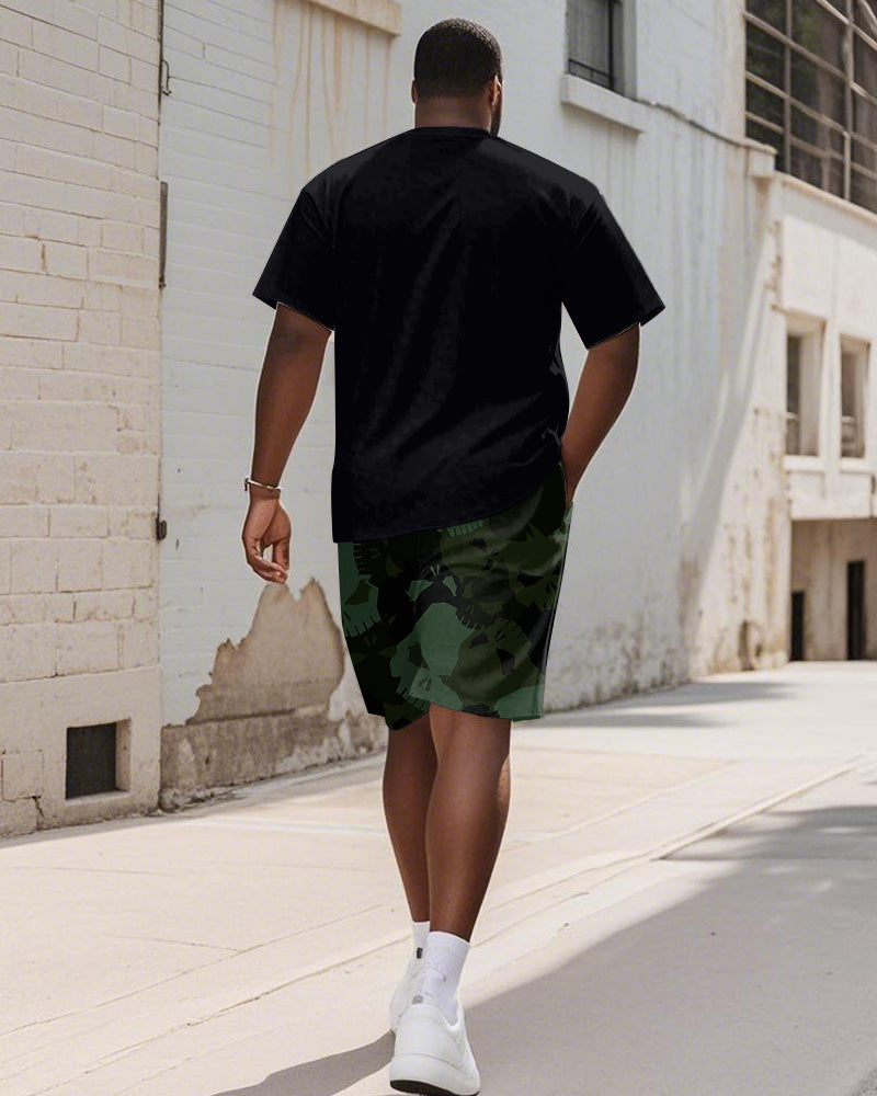 Big & Tall Graphic Graffiti T-Shirt Shorts Set for big men view 4