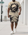Big & Tall Skull T-Shirt Shorts Set for big men view 1