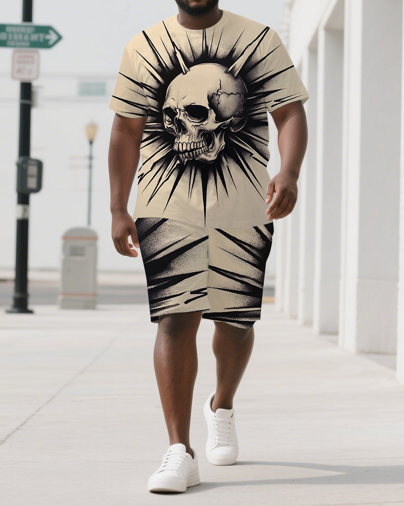 Big & Tall Skull T-Shirt Shorts Set for big men view 1