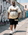 Big & Tall Yellow Gradient Graphic T-Shirt Shorts Set for big men view 1