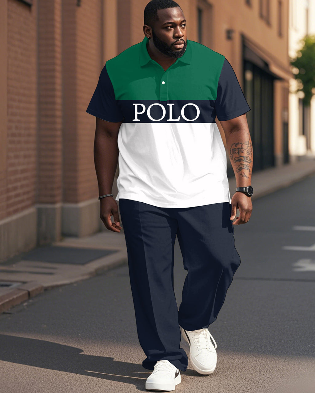Big & Tall Blue Colorblock Jeans for big men view 1
