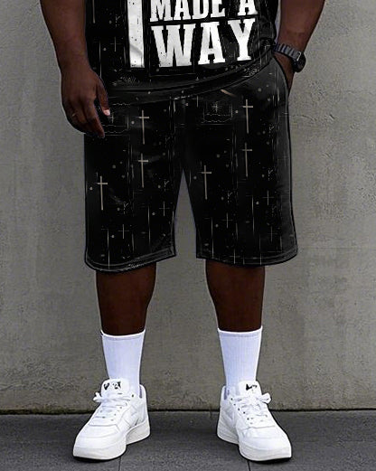 Big & Tall Graphic T-Shirt Shorts Set for big men view 3