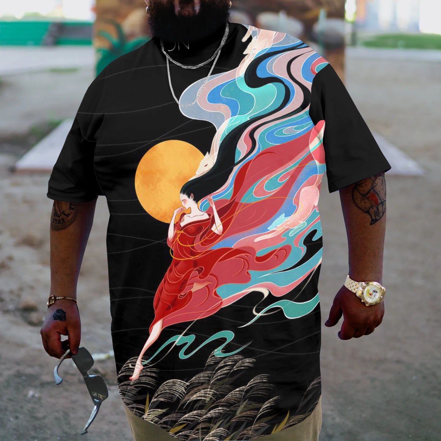 Big & Tall Graffiti Streetwear T-Shirt for big men