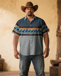 Big & Tall Blue Gray Graphic Short Sleeve Shirt for big men view 1