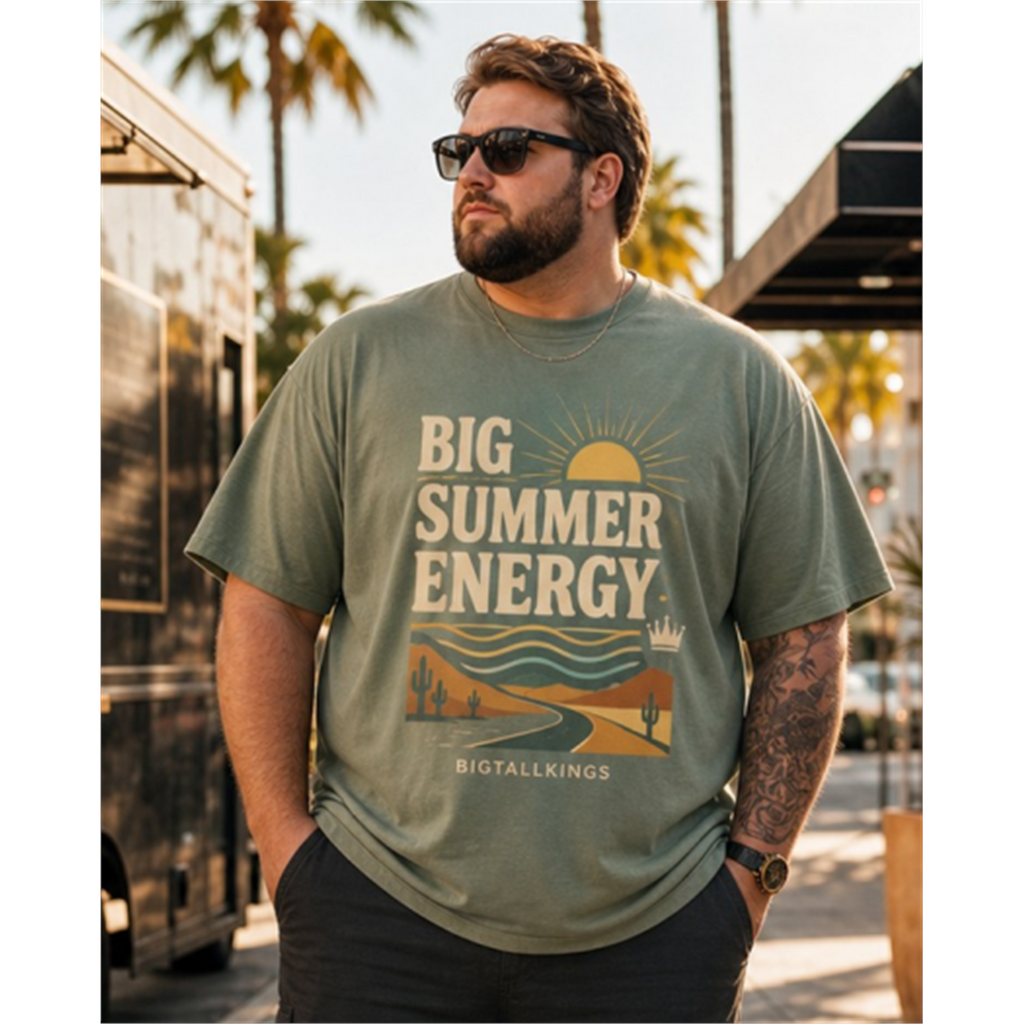 Big & Tall Hawaiian Plaid Graphic T-Shirt Shorts Set for big men view 2