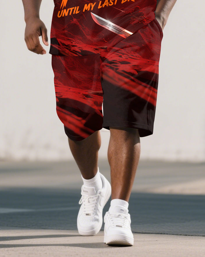 Big & Tall Graphic Graffiti Polo Shorts Set for big men view 3