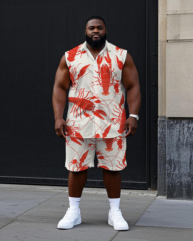 Big & Tall Hawaiian T-Shirt Shorts Set for big men view 1