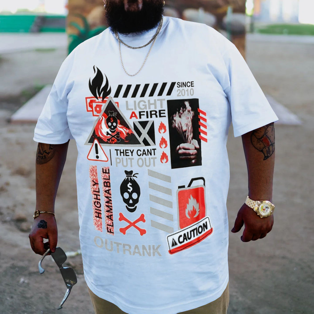 Big & Tall White Streetwear T-Shirt for big men view 3
