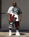 Big & Tall Graphic Streetwear T-Shirt Shorts Set for big men view 1