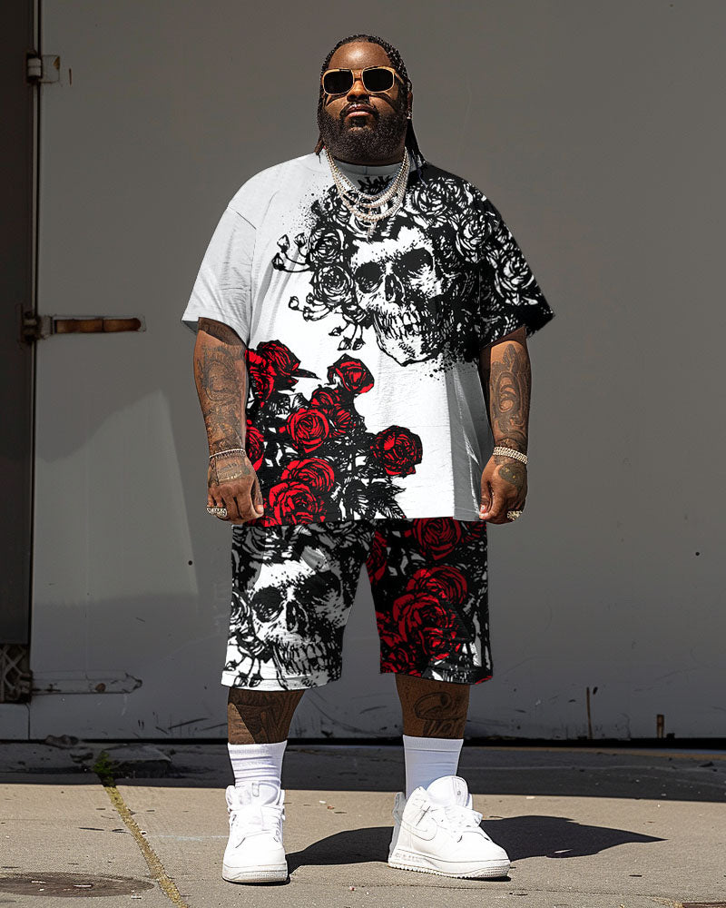 Big & Tall Graphic Streetwear T-Shirt Shorts Set for big men view 1