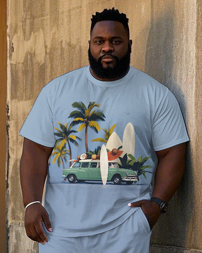Big & Tall Hawaiian T-Shirt Shorts Set for big men view 2