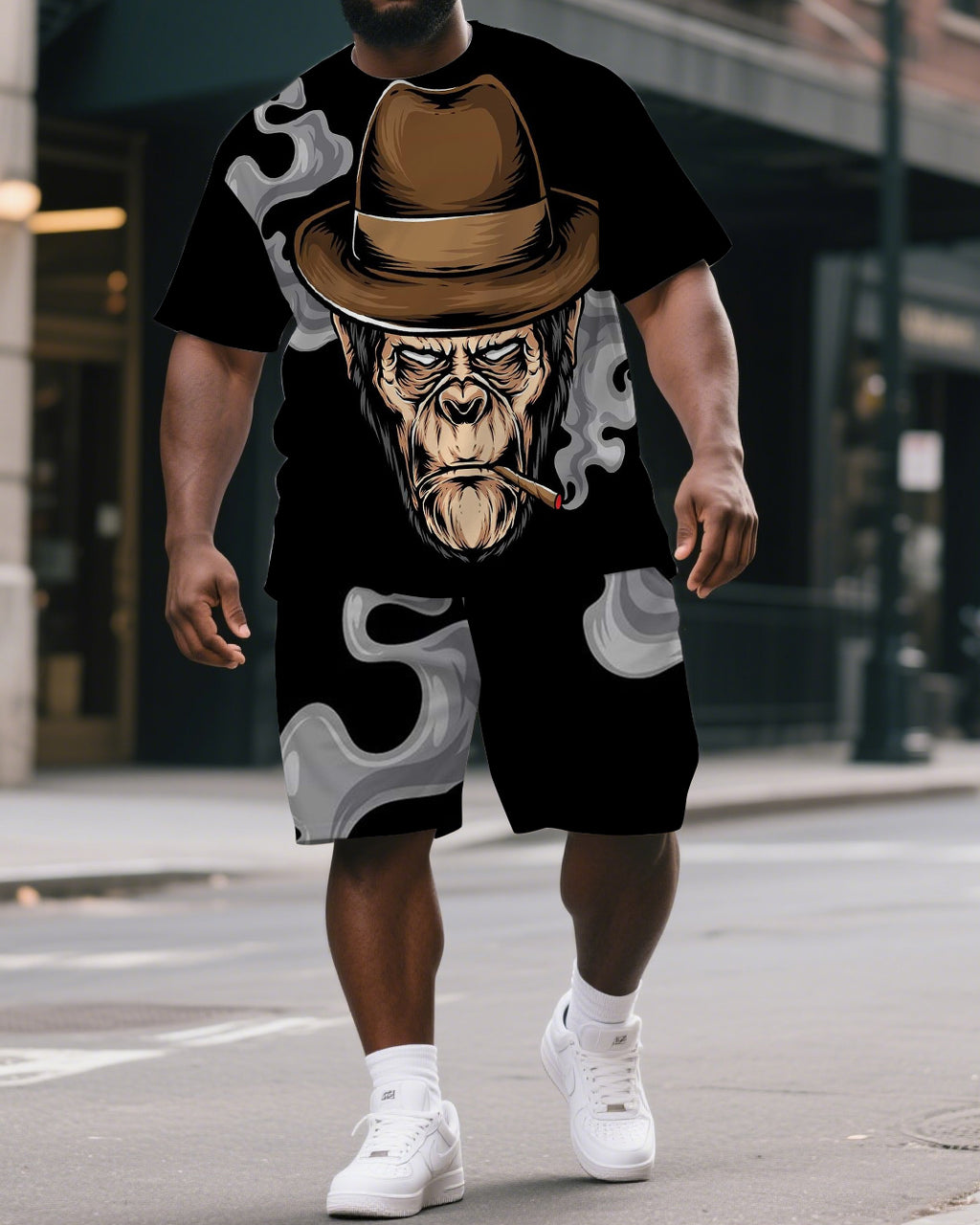 Big & Tall Graphic T-Shirt Shorts Set for big men view 1