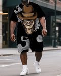 Big & Tall Graphic T-Shirt Shorts Set for big men view 1
