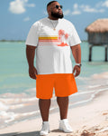 Big & Tall Hawaiian Gradient T-Shirt Shorts Set for big men view 2