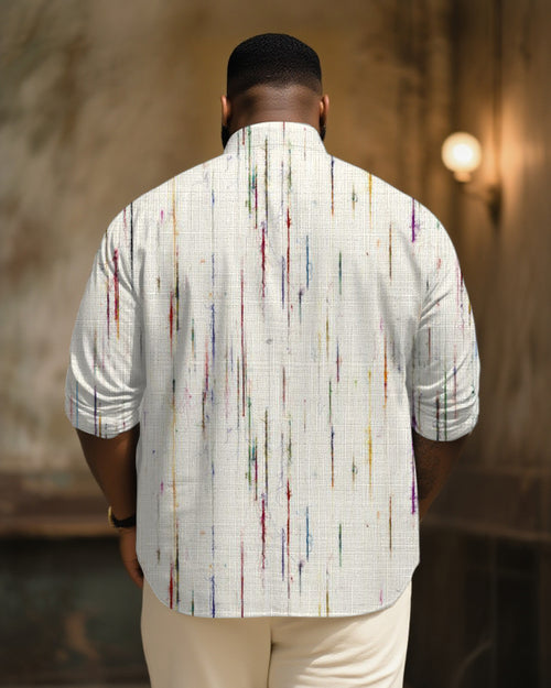 Big & Tall Graphic Patchwork Long Sleeve Shirt for big men view 2
