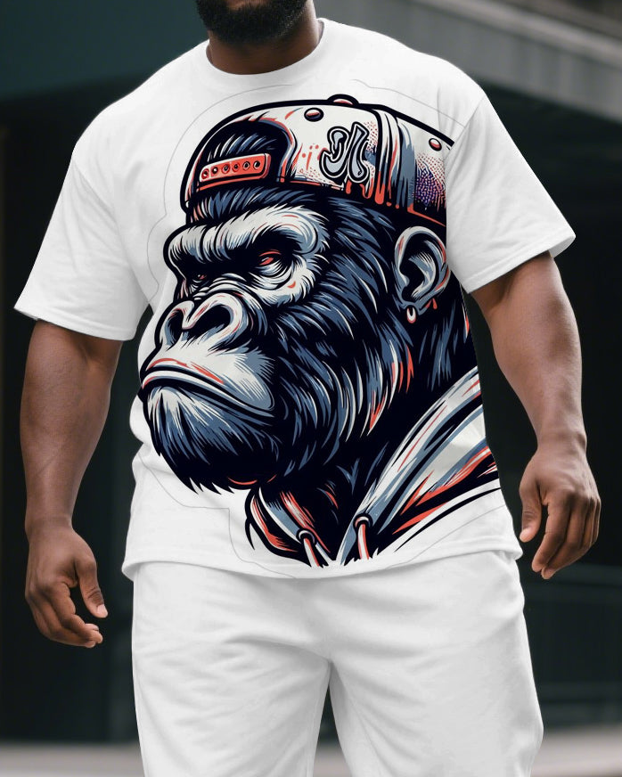 Big & Tall Graphic T-Shirt Shorts Set for big men view 2