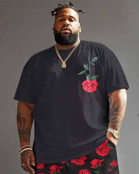 Big & Tall Graphic Streetwear T-Shirt Shorts Set for big men view 3