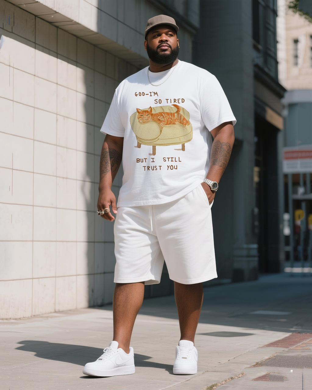 Big & Tall Graphic T-Shirt Shorts Set for big men view 3