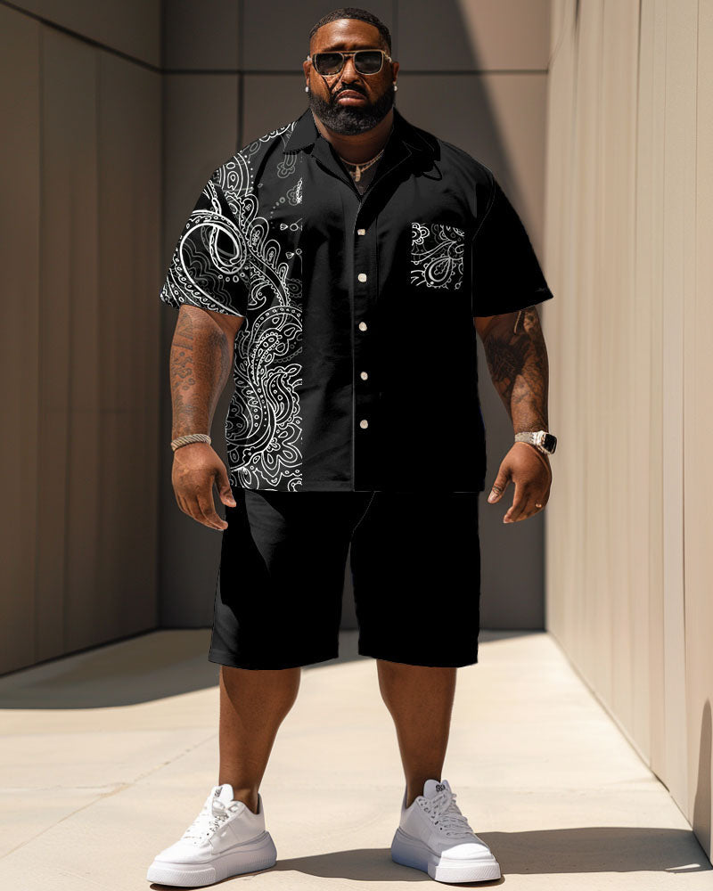 Big & Tall Graphic Vintage T-Shirt Shorts Set for big men view 1