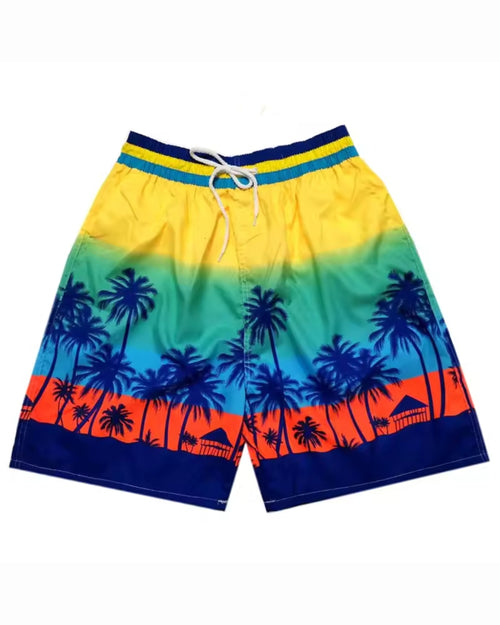 Big & Tall Hawaiian Colorblock Shorts for big men