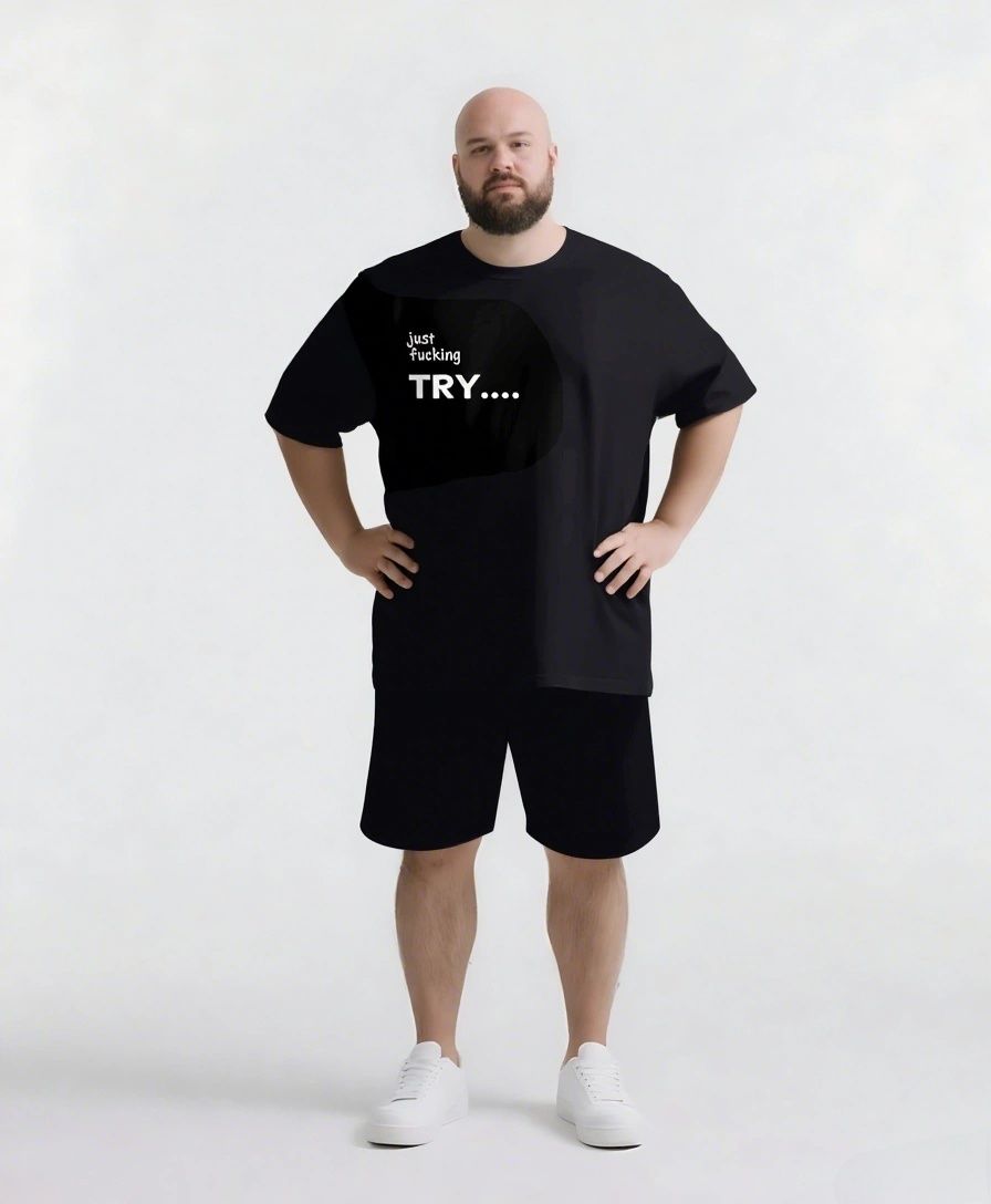 Big & Tall Graphic Streetwear Two-piece Set for big men view 1