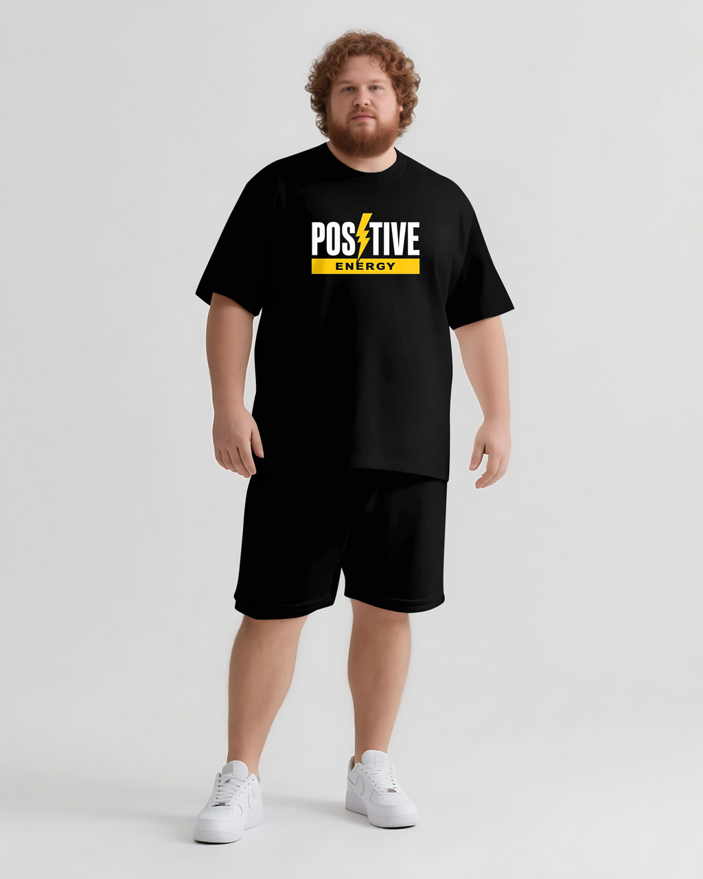 Big & Tall Graphic Streetwear T-Shirt Shorts Set for big men view 1