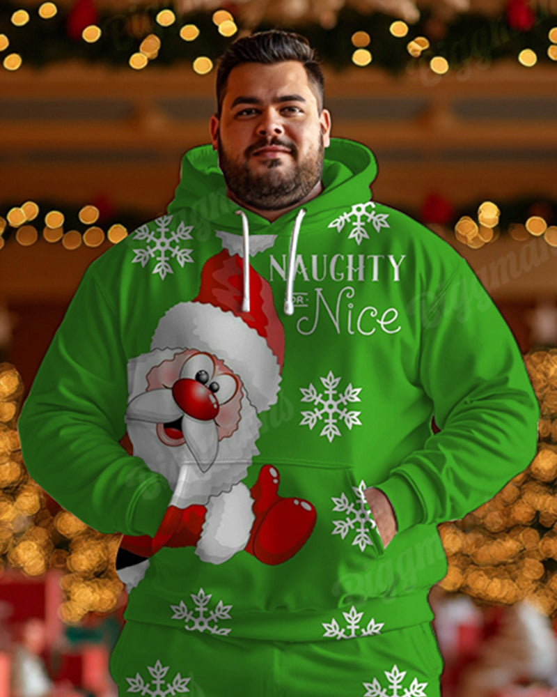 Big & Tall Green Graphic Hoodie Sweatpants Set for big men view 2