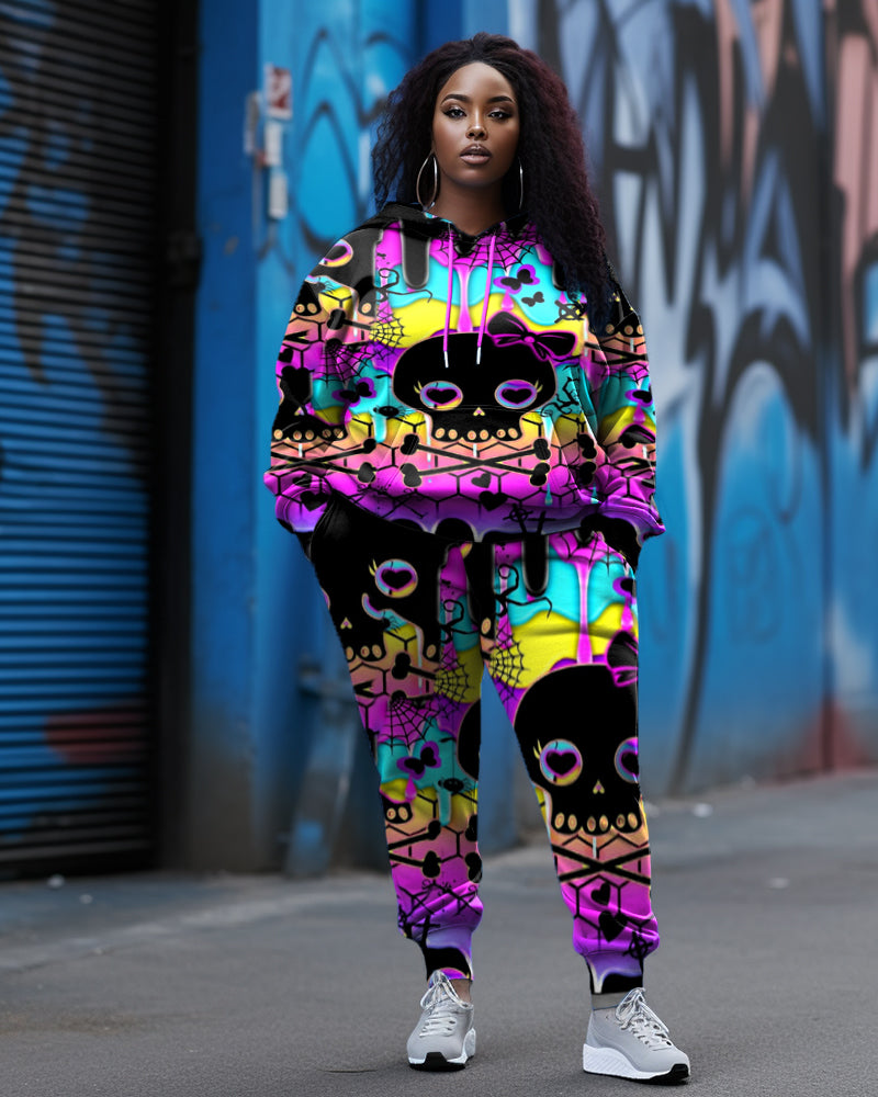 Big & Tall Skull Hoodie Sweatpants Set for big men view 1