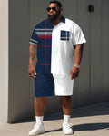 Big & Tall Plaid Graphic T-Shirt Shorts Set for big men view 1