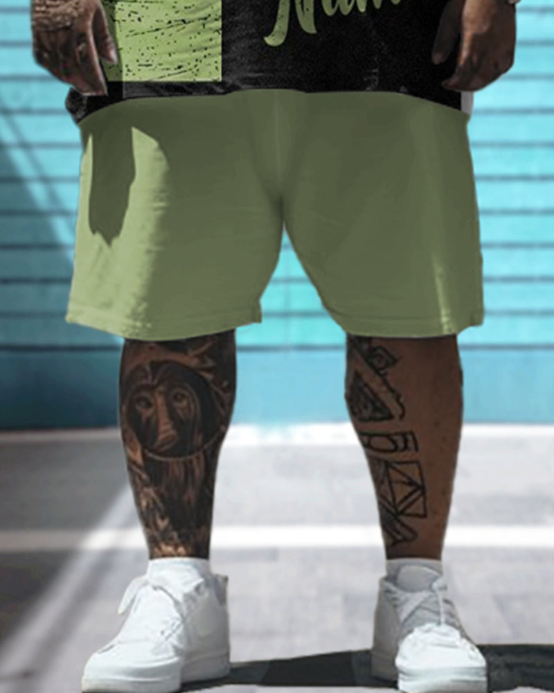 Big & Tall Graphic Streetwear T-Shirt Shorts Set for big men view 5