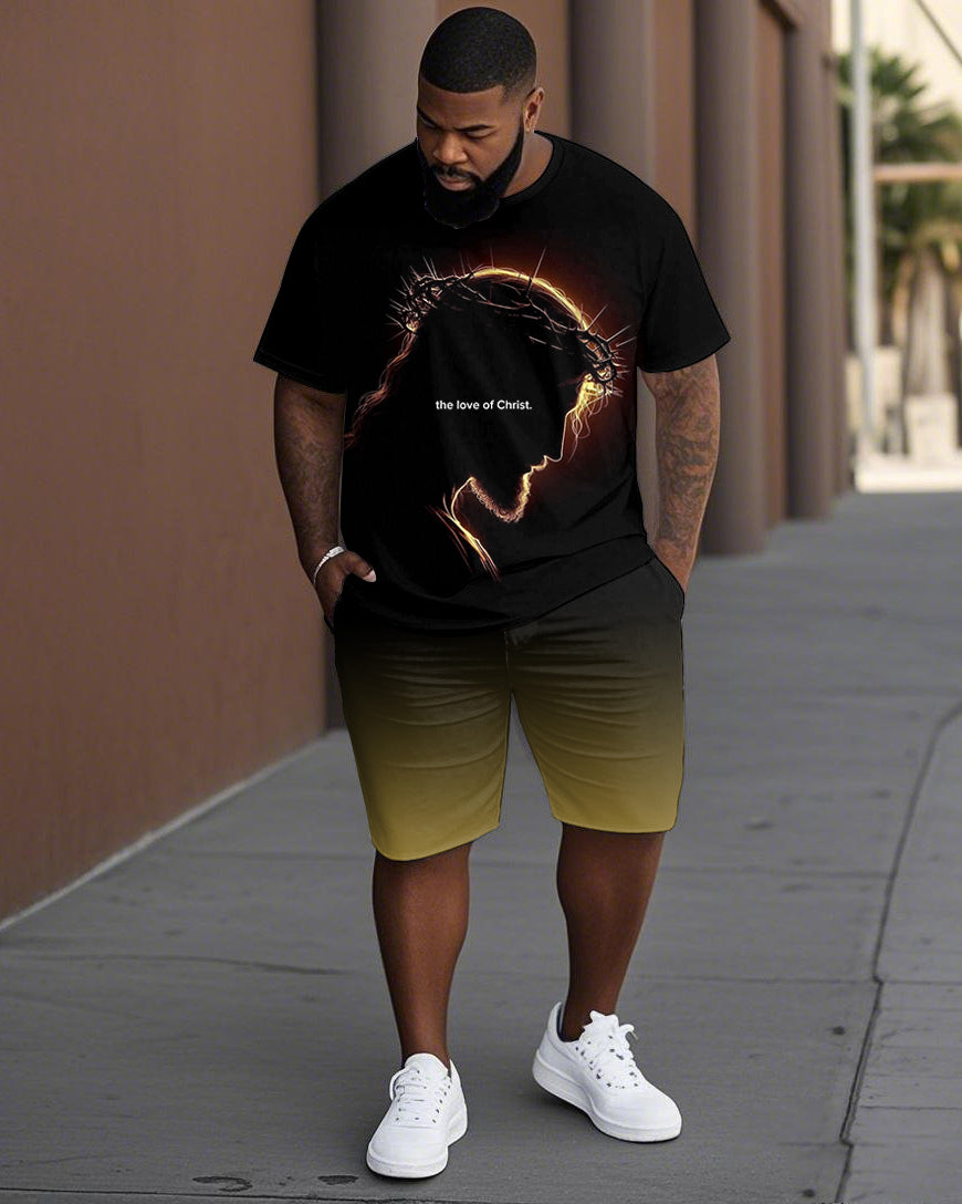 Big & Tall Graphic Streetwear T-Shirt Shorts Set for big men view 1