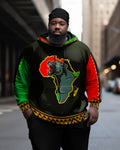 Big & Tall Black Colorblock Streetwear Hoodie for big men