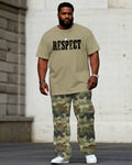 Big & Tall Green Graphic Camouflage T-Shirt Pants Set for big men view 1