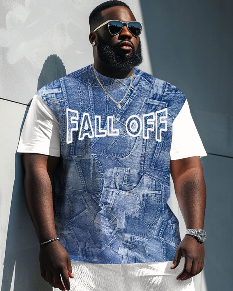 Big & Tall Denim Graphic Two-piece Set for big men view 3
