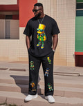 Big & Tall Graphic Streetwear Two-piece Set for big men view 1