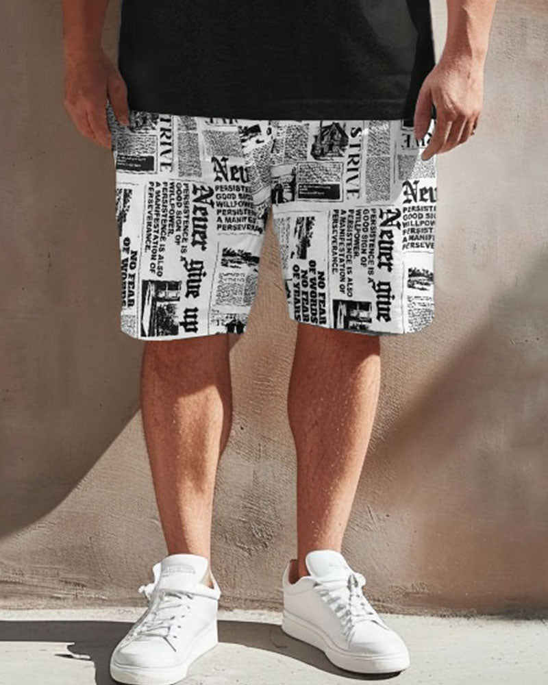 Big & Tall Graphic Streetwear T-Shirt Shorts Set for big men view 3