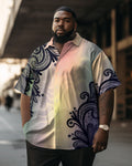 Big & Tall Gradient Floral Short Sleeve Shirt for big men