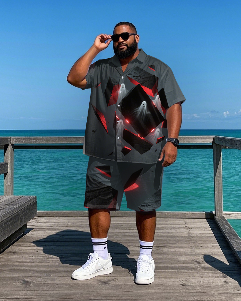 Big & Tall Streetwear T-Shirt Shorts Set for big men view 2