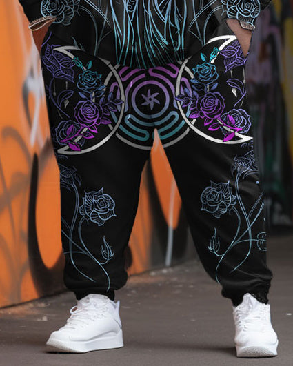 Big & Tall Gradient Graphic Hoodie Sweatpants Set for big men view 3