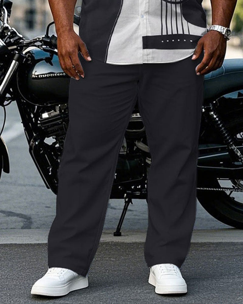 Big & Tall Gray Graphic T-Shirt Pants Set for big men view 3