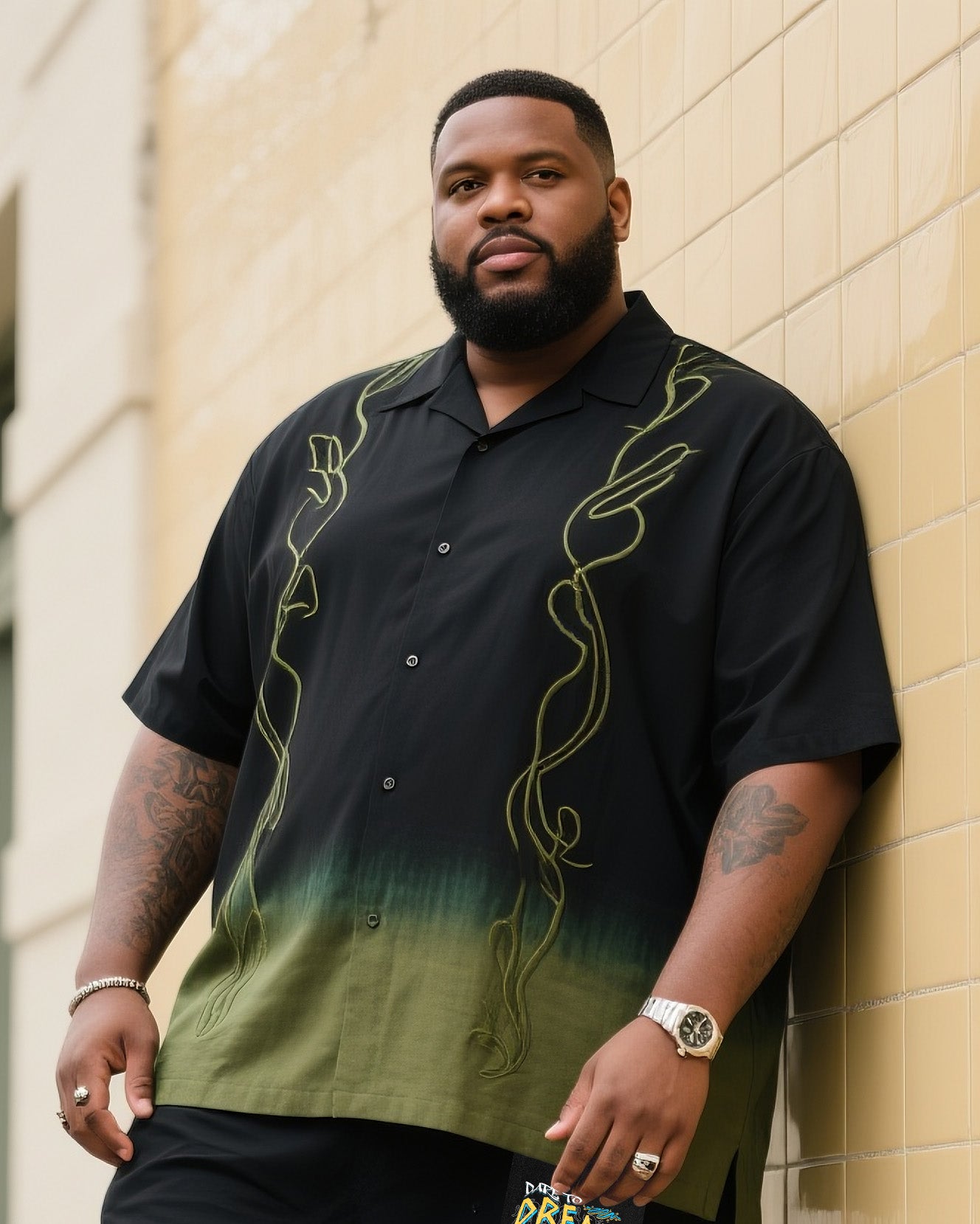 Big & Tall Gradient T-Shirt Shorts Set for big men view 2