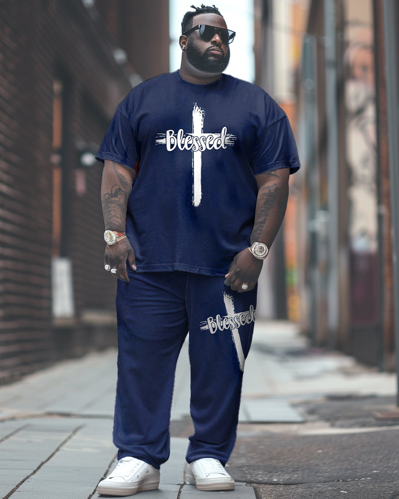 Big & Tall Graphic T-Shirt Pants Set for big men view 1