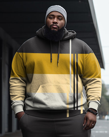 Big & Tall Colorblock Geometric Hoodie Sweatpants Set for big men view 2